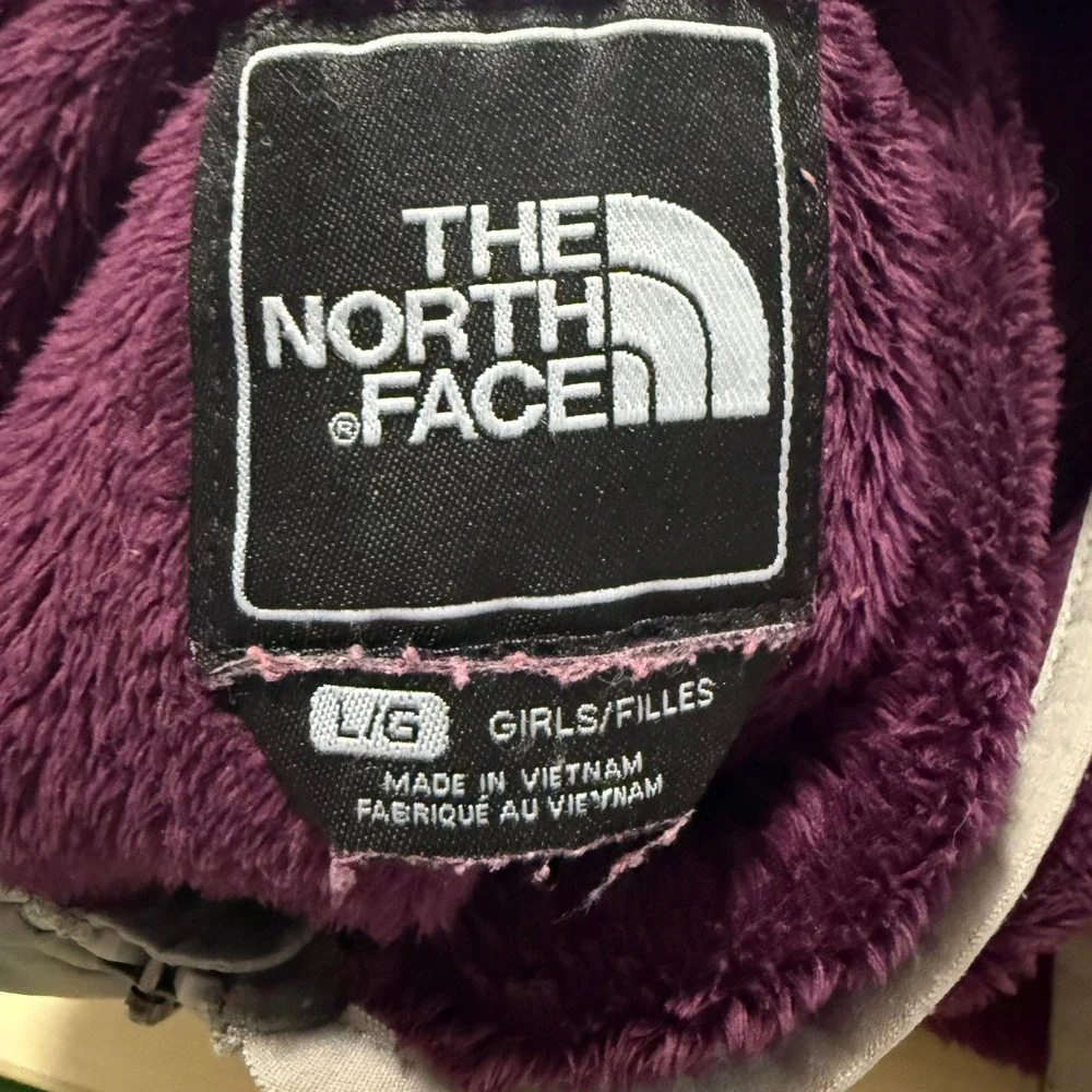 The‎ North Face Girls L Large Osito Purple Fleece Full Zip Hoodie Jacket Fuzzy